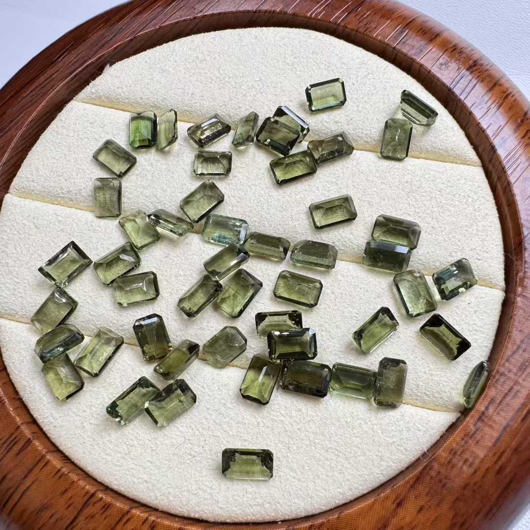 Natural Czech Meteorite Faceted Square Gem (4×6mm) - Perfect for Jewelry Inlay|Bulk Price