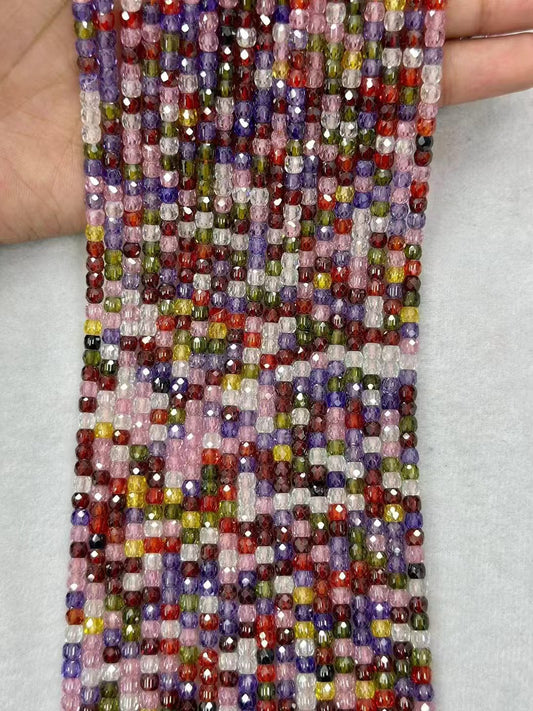Colorful Zirconia Pinapple Faceted Loose Bead Strand 4mm|DIY Jewelry Making High Sparkle
