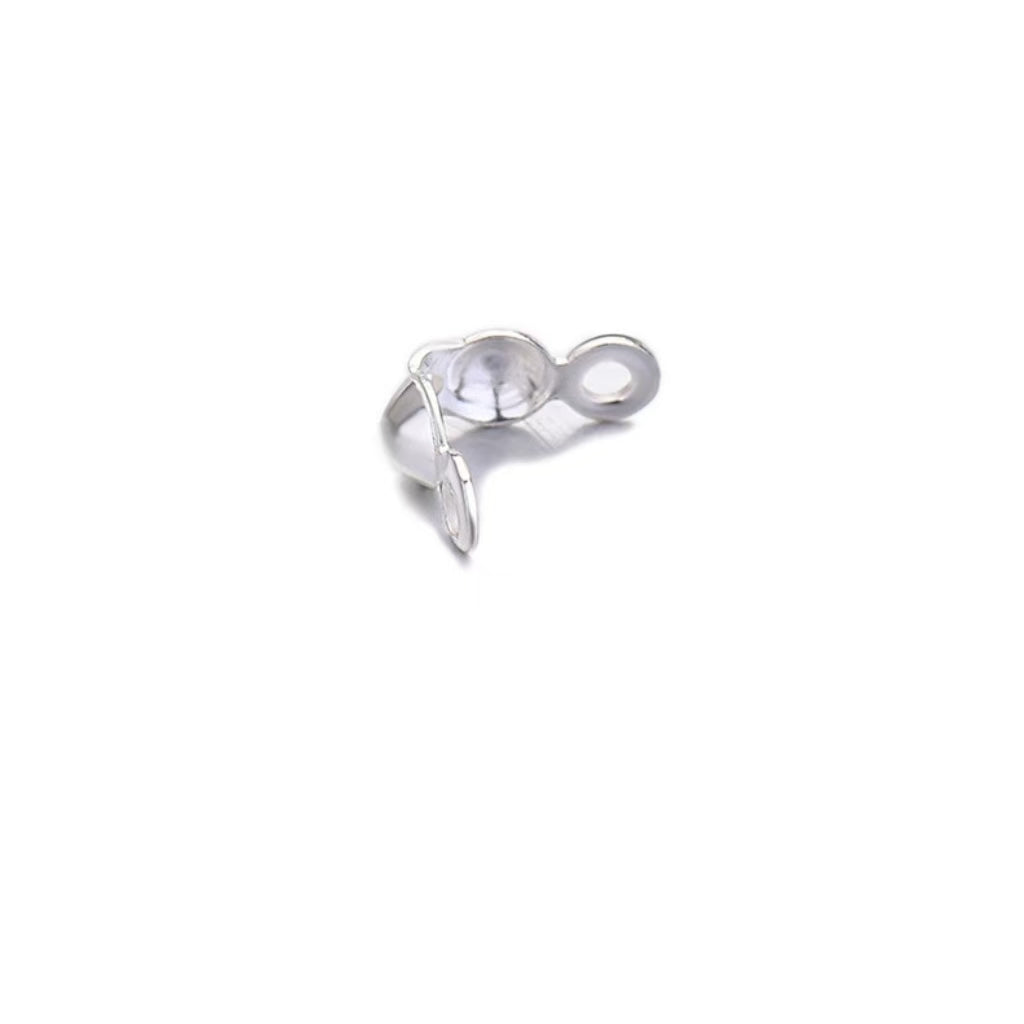 Sterling Silver Crimp Covers (2pcs, 3-4mm) | Jewelry End Caps for Beading DIY | Necklace Bracelet Clasps Supplies