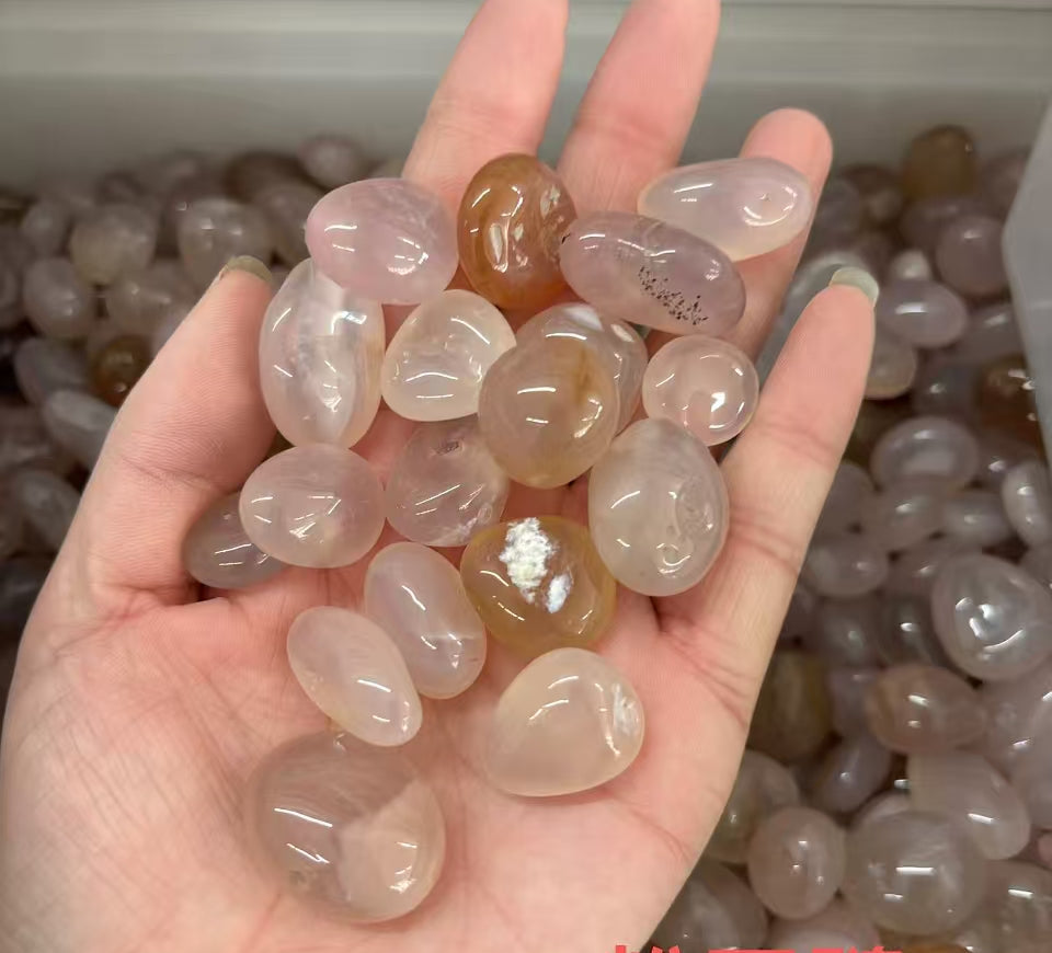 Gentle 15-20mm Natural Pink Chalcedony Tumbled Stones - 1kg Bulk Love & Calm Crystals (Soft Peach Gemstones for Heart Healing)
