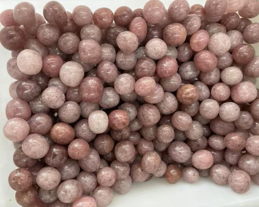 20-30mm Natural Strawberry Quartz Tumbled Stones - 1kg Bulk Passion & Vitality Crystals (Red Hematite Speckles)