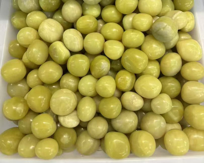 Sunny 20-30mm Lemon Jade Tumbled Stones - 1kg Bulk Joy & Creativity Crystals - Natural Yellow Calcite for Energy Work