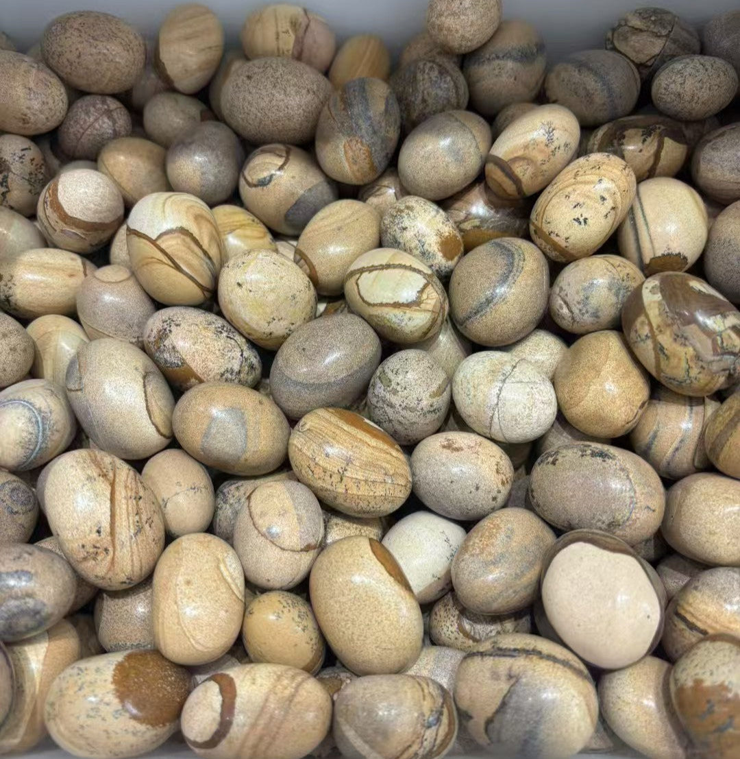 1kg Picture Jasper Stones 20-30mm - Nature's Art Gallery Tumbled Crystals - Earth Painting Quartz 20-30mm - 1kg Bulk Scenic Crystals for Meditation