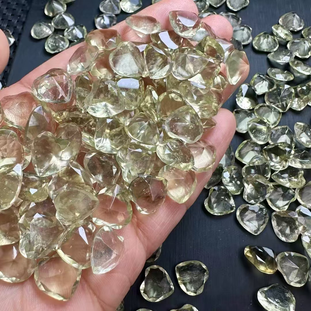Golden Libyan Desert Glass Cabochon – 10mm Faceted Loose Gemstone for Ring Pendant Jewelry Making (Natural Meteorite Glass
