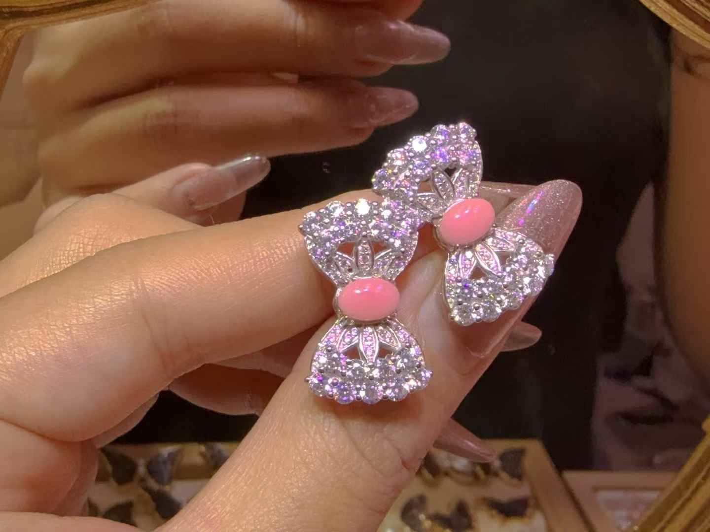Luxury Sweetheart Bow Set | Natural Queen Conch Ring & Earrings S925 silver|Bulk Price