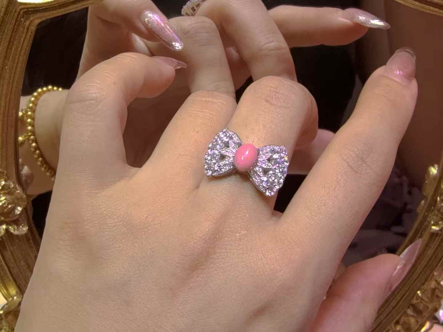 Luxury Sweetheart Bow Set | Natural Queen Conch Ring & Earrings S925 silver|Bulk Price