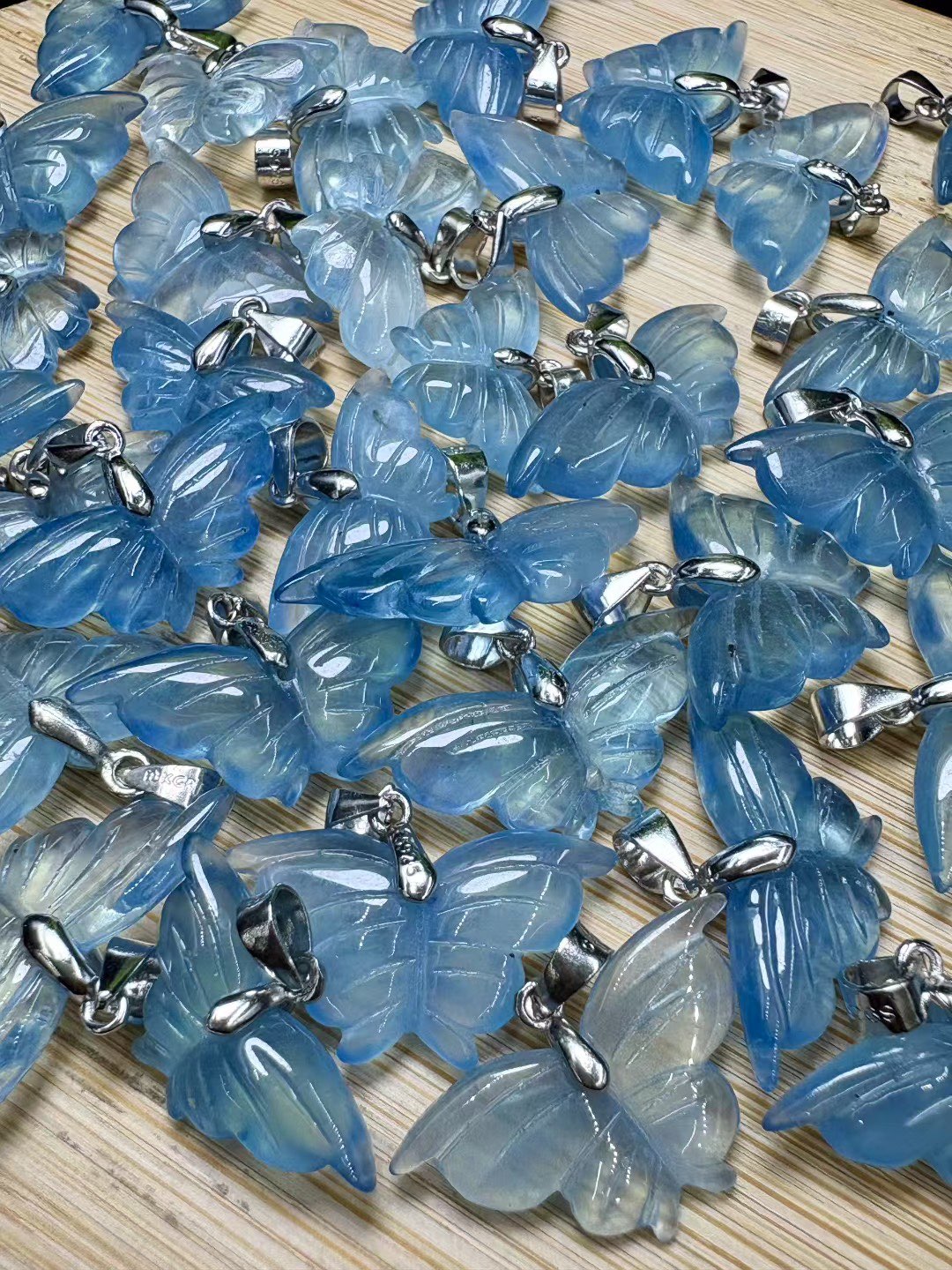 Aquamarine Butterfly Pendant Necklace - Genuine Blue Gemstone in Sterling Silver 925, Ethereal Wing Jewelry Gift for Women|Bulk Price