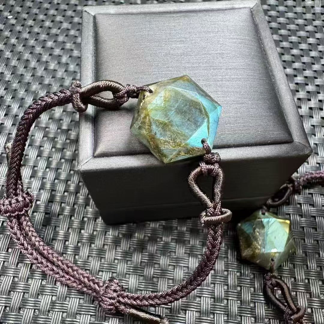 Handmade Hexagram Crystal Bracelet - Adjustable Elastic String with Natural Stones for Protection & Energy (Choose Your Crystal: Amethyst, Labradorite, Rose Quartz, Fire Quartz, Smoky Quartz, Clear Quartz)