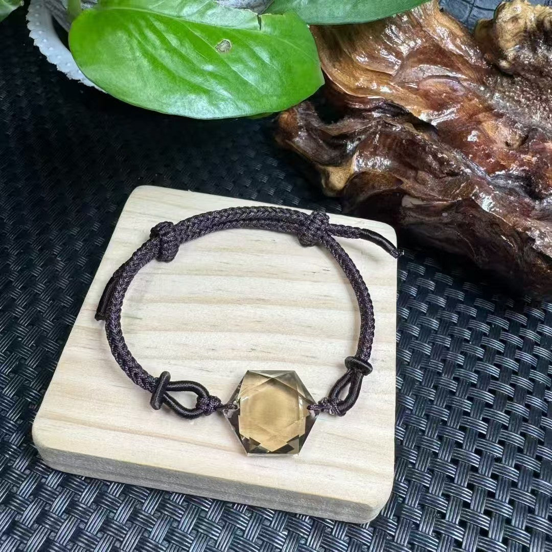 Handmade Hexagram Crystal Bracelet - Adjustable Elastic String with Natural Stones for Protection & Energy (Choose Your Crystal: Amethyst, Labradorite, Rose Quartz, Fire Quartz, Smoky Quartz, Clear Quartz)