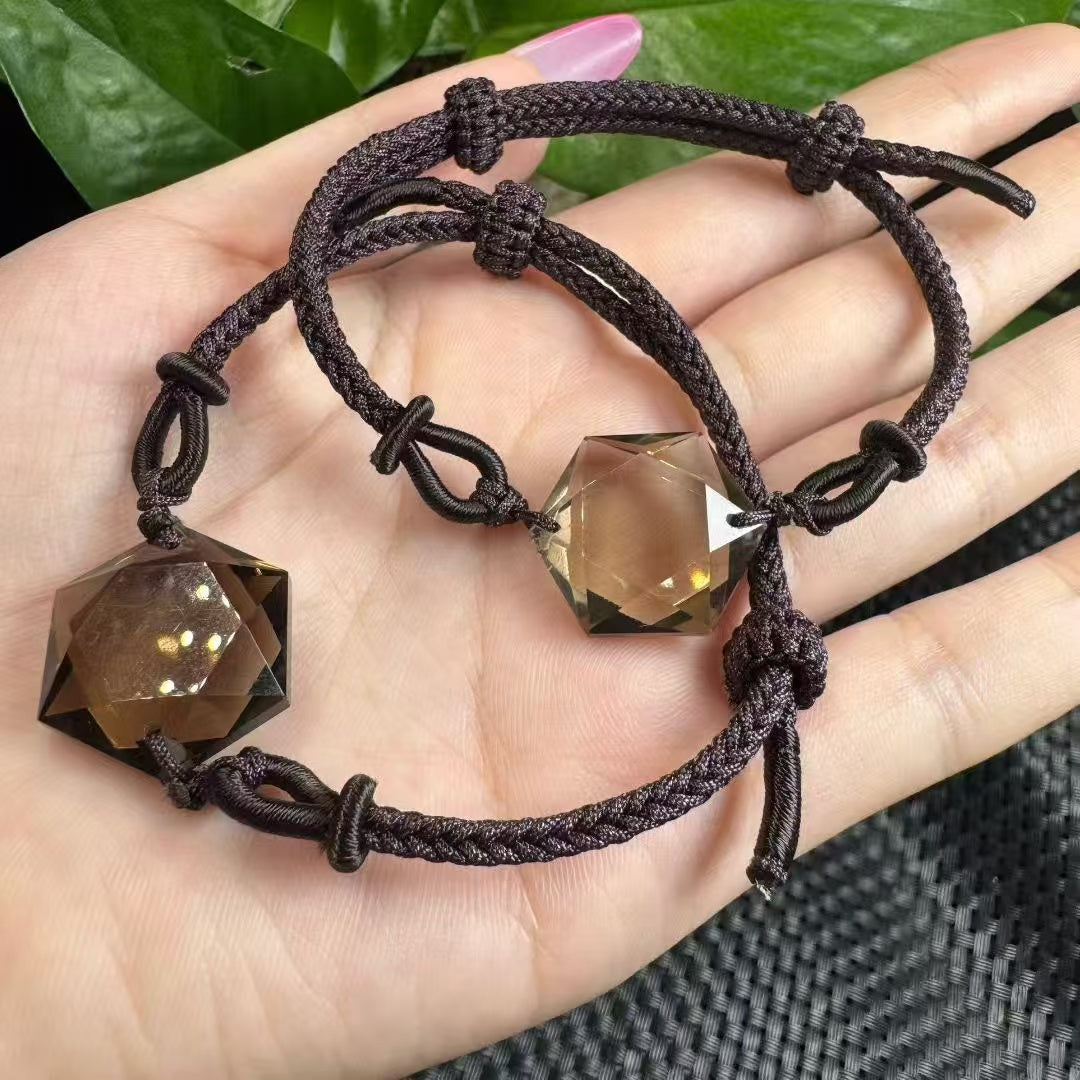 Handmade Hexagram Crystal Bracelet - Adjustable Elastic String with Natural Stones for Protection & Energy (Choose Your Crystal: Amethyst, Labradorite, Rose Quartz, Fire Quartz, Smoky Quartz, Clear Quartz)