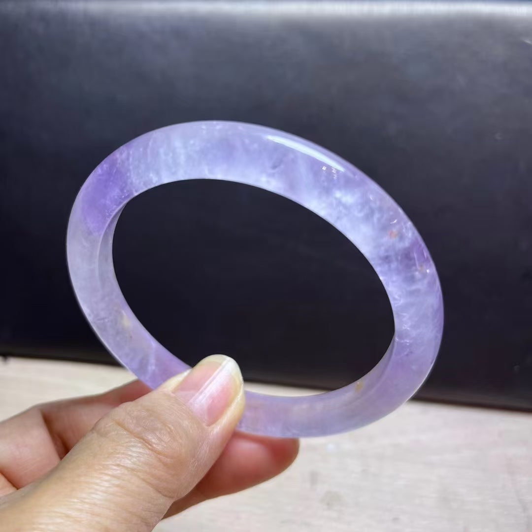 Lavender Amethyst Crystal Bracelet – 60mm Inner Diameter | Natural Stone Healing Jewelry for Women, Spiritual Gift