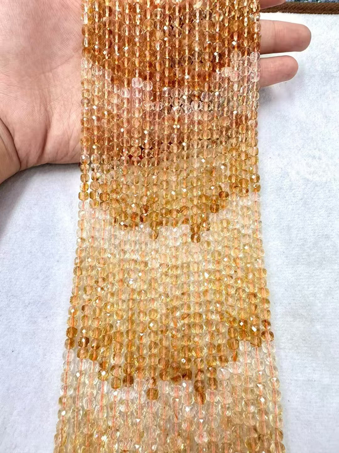 Sugar Cube Faceted Gradient Citrine Bead Strand3-4mm|Stunning Sparking Crystal Beads For Jewelry Making