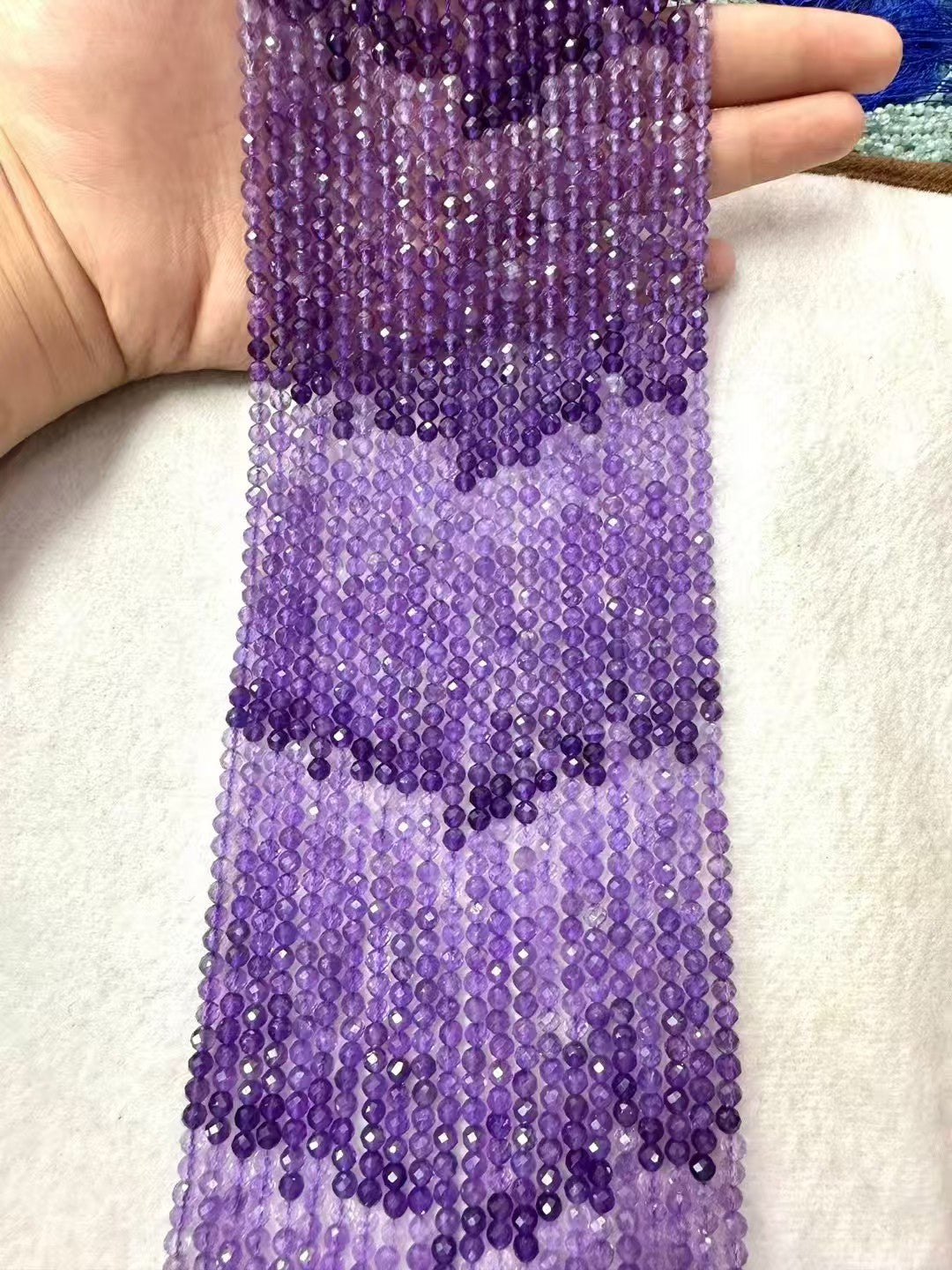 Gradient Natural Amethyst Faceted Shape Bead Strand|Stunning Sparking Crystal Beads For Jewelry Making