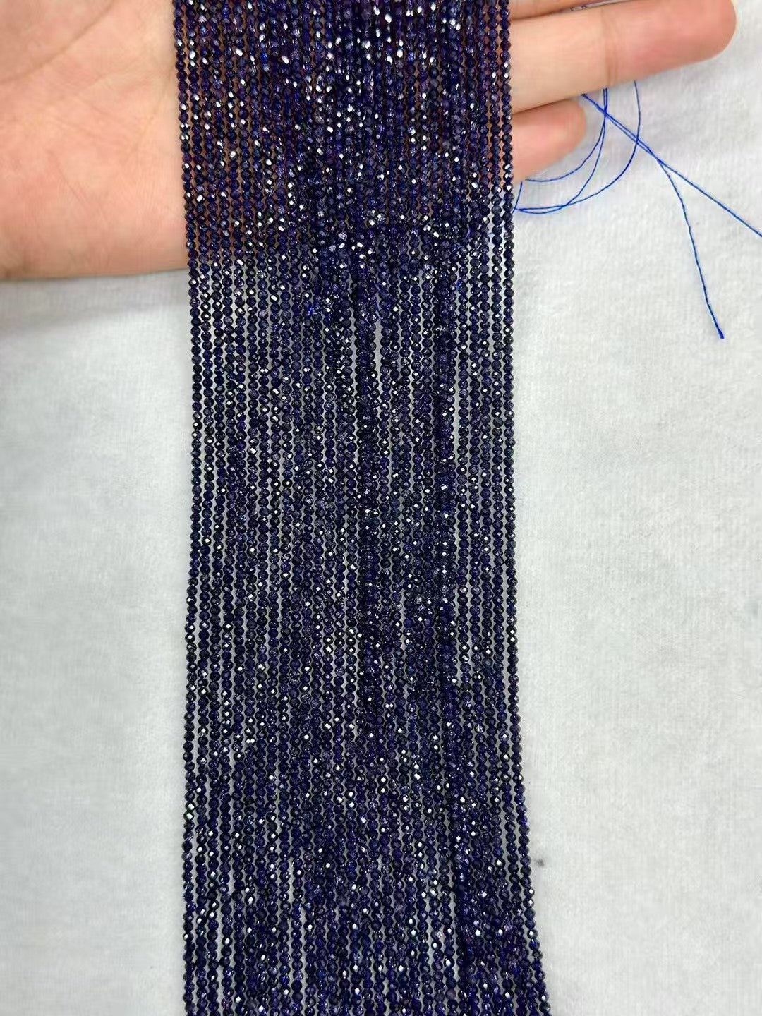Manmade Sparking Blue Golden Sandstone Faceted Round Bead Strand 2.5-4mm