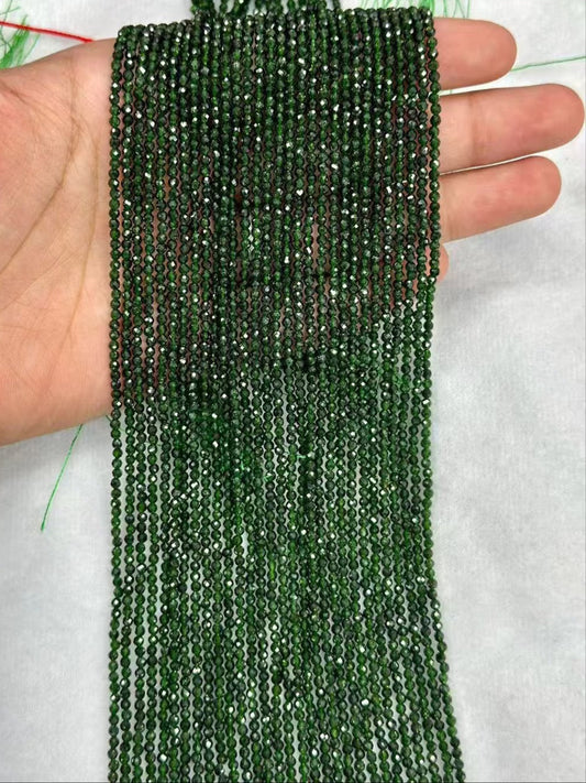 Manmade Sparking Green Golden Sandstone Faceted Round Bead Strand 2.5-4mm