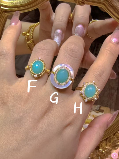 Luxury Gem-Grade Amazonite Gold Vermeil Adjustable Ring 925 Sterling Silver Vintage Design | Crystal Jewelry|Bulk Price
