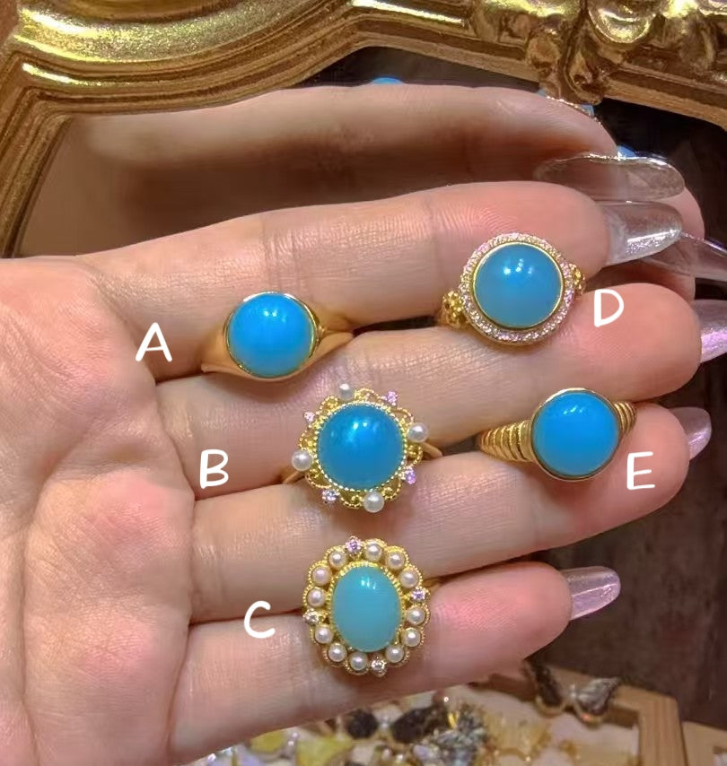 Luxury Gem-Grade Amazonite Gold Vermeil Adjustable Ring 925 Sterling Silver Vintage Design | Crystal Jewelry|Bulk Price