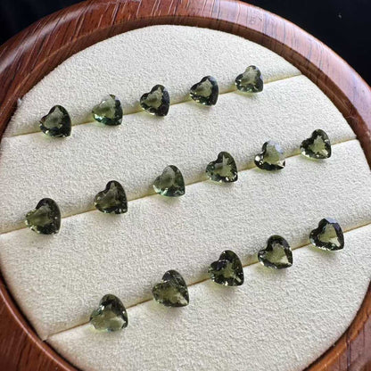 Natural Czech Meteorite Faceted Heart Gem (5.5-6.5mm) - Perfect for Jewelry Inlay