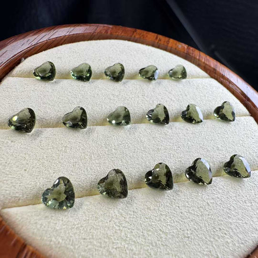 Natural Czech Meteorite Faceted Heart Gem (5.5-6.5mm) - Perfect for Jewelry Inlay