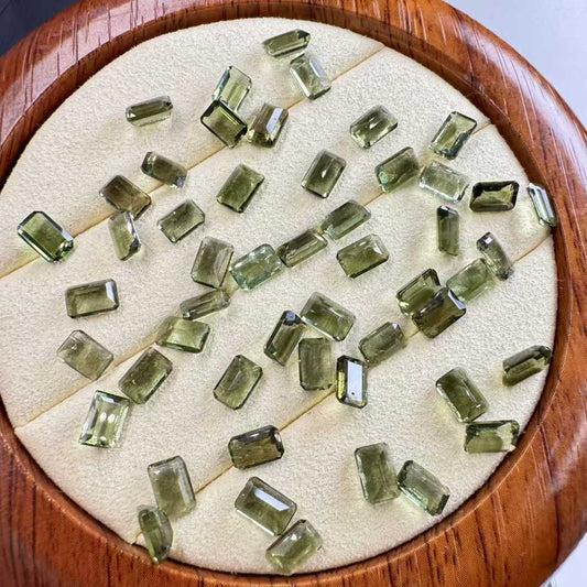 Natural Czech Meteorite Faceted Square Gem (4×6mm) - Perfect for Jewelry Inlay|Bulk Price