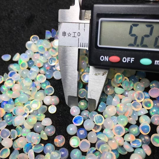 Natural Round Opal Cabochon Loose Stone (5mm) - Premium Gem for Stud Earrings/Pendant Rings