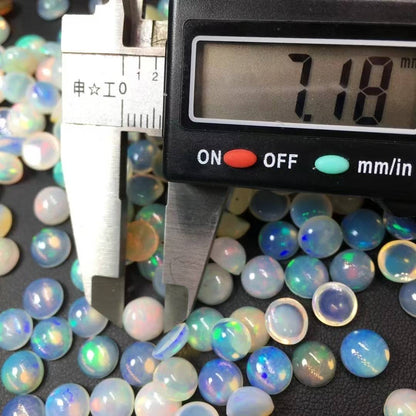 7mm Natural Full-Fire Round Opal Cabochon - Premium Loose Gem for Ring/Stud Settings|Bulk Price