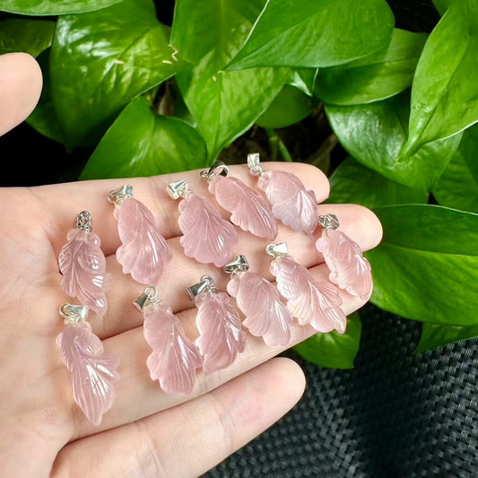 AAA Grade Enchanted Rose Quartz Koi Fish Carved Pendant - S925 Sterling Silver Bail, Healing Crystal Charm for Love & Emotional Balance(Wholesale)