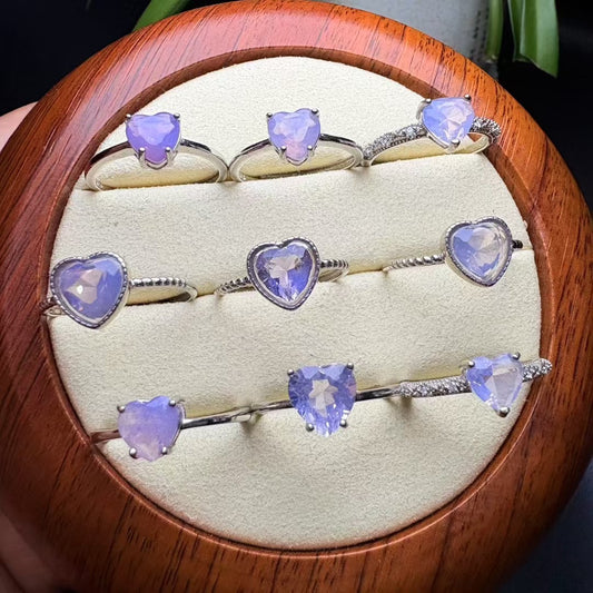 Empowering Amethyst Heart Ring - Adjustable S925 Silver, Brazilian Love & Wisdom Stone for Social Harmony（wholesale)