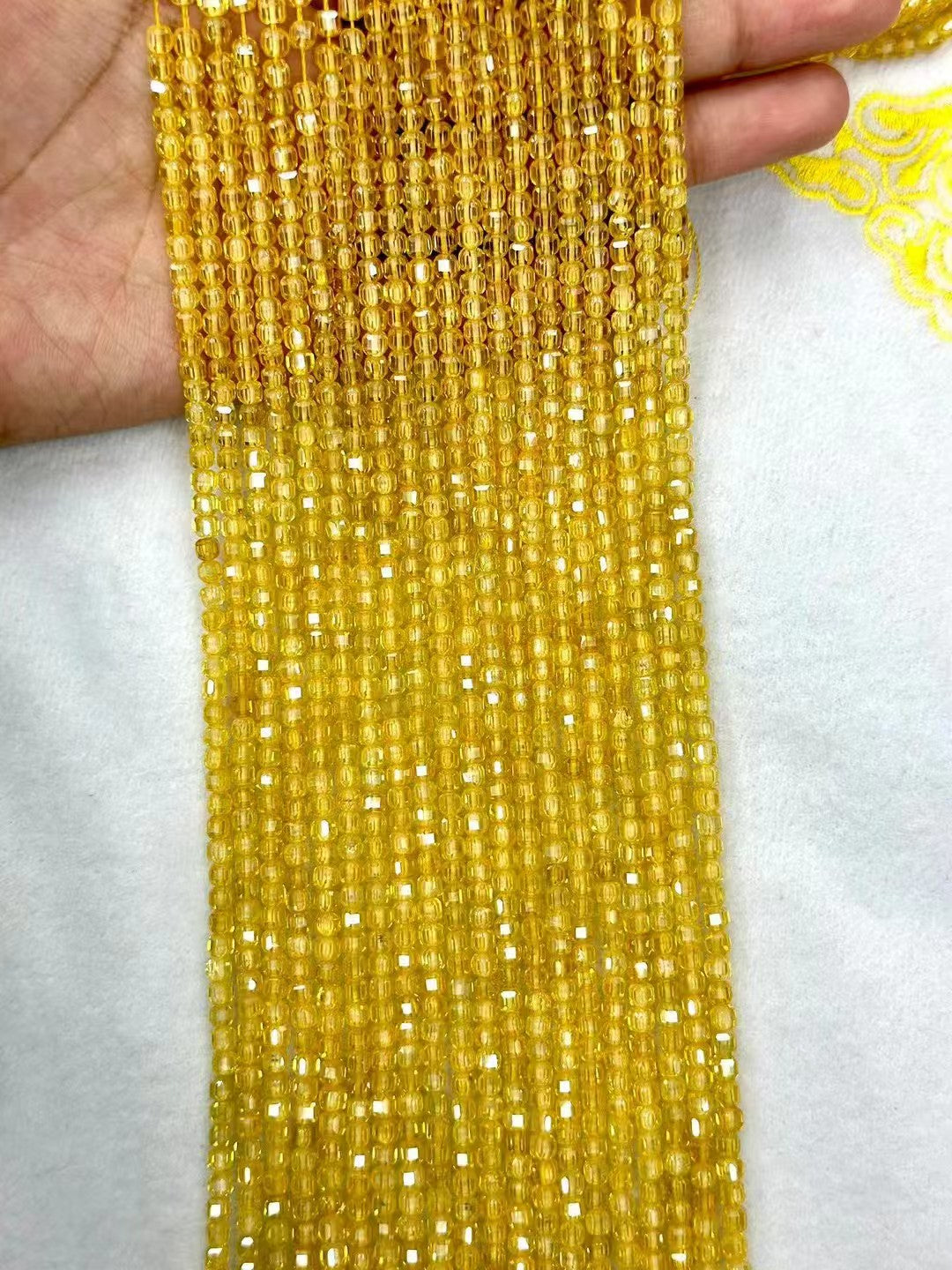 5A Grade Cubic Zirconia Sugar-Loaf Faceted Loose Bead Strand 4mm|DIY Jewelry Making High Sparkle