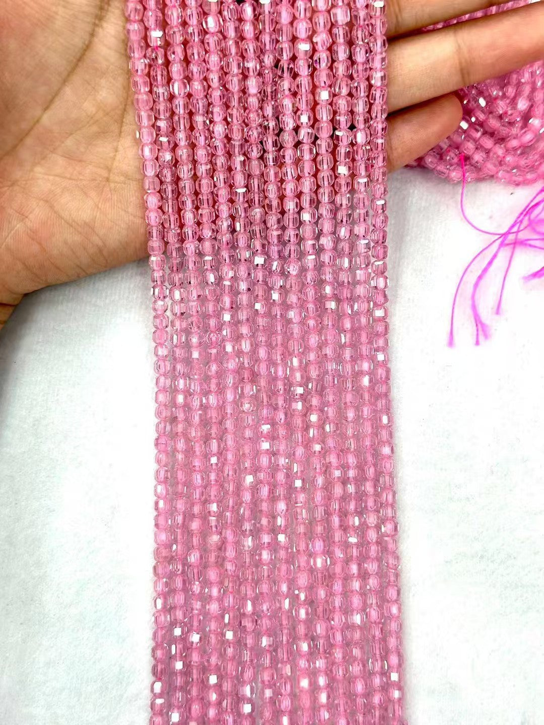 5A Grade Cubic Zirconia Sugar-Loaf Faceted Loose Bead Strand 4mm|DIY Jewelry Making High Sparkle
