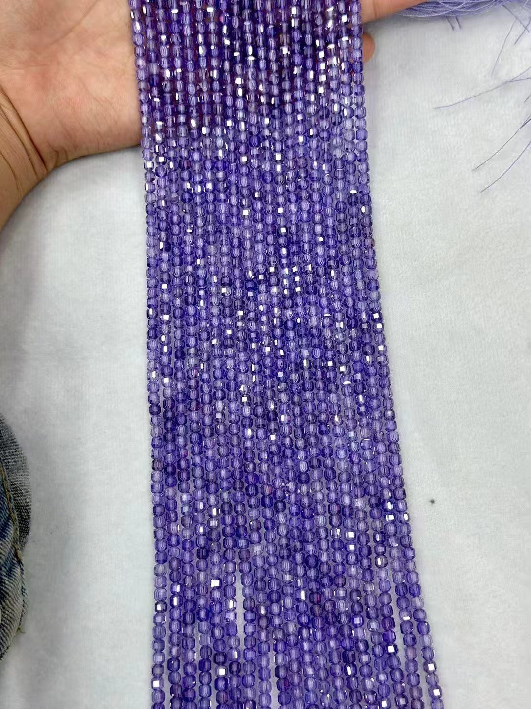 5A Grade Cubic Zirconia Sugar-Loaf Faceted Loose Bead Strand 4mm|DIY Jewelry Making High Sparkle