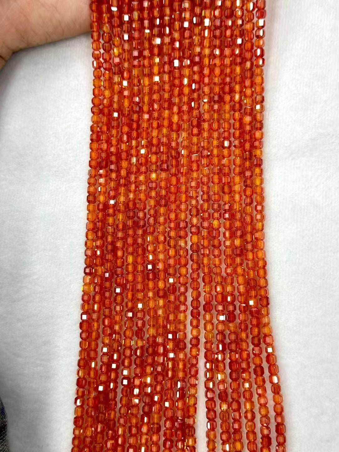 5A Grade Cubic Zirconia Sugar-Loaf Faceted Loose Bead Strand 4mm|DIY Jewelry Making High Sparkle