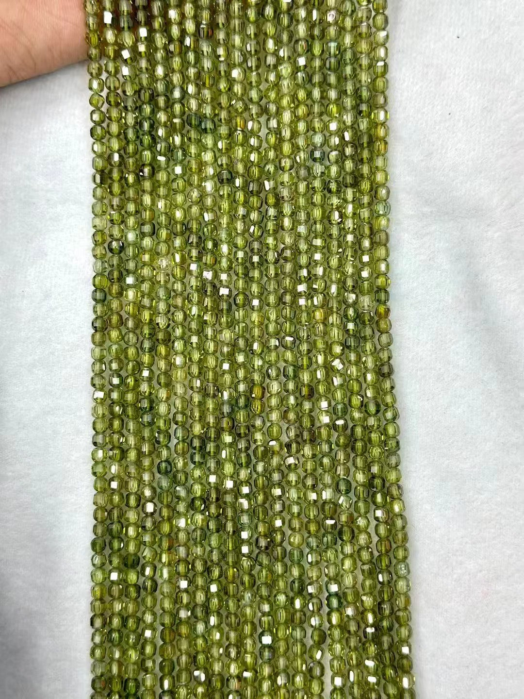 5A Grade Cubic Zirconia Sugar-Loaf Faceted Loose Bead Strand 4mm|DIY Jewelry Making High Sparkle