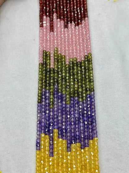 Colorful Zirconia Pinapple Faceted Loose Bead Strand 4mm|DIY Jewelry Making High Sparkle