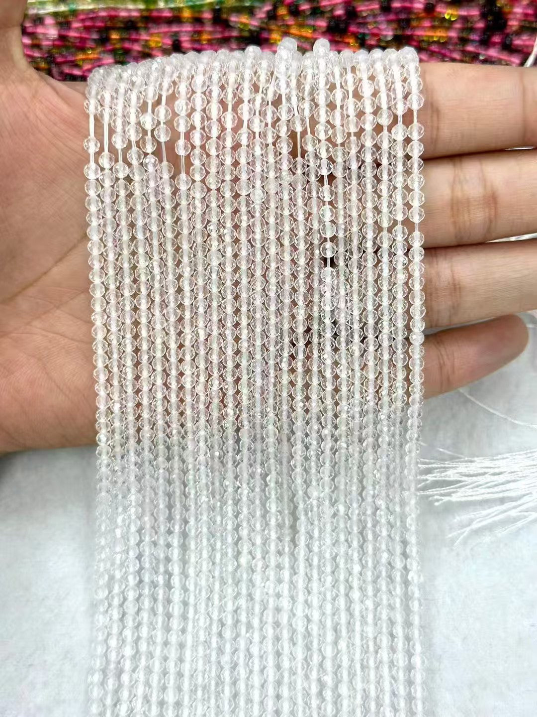 AAA Grade Natural Clear Quartz Faceted Bead Strand |DIYJewelryMaking |"King of Crystal"|Banlcnce Chakra&Mindful