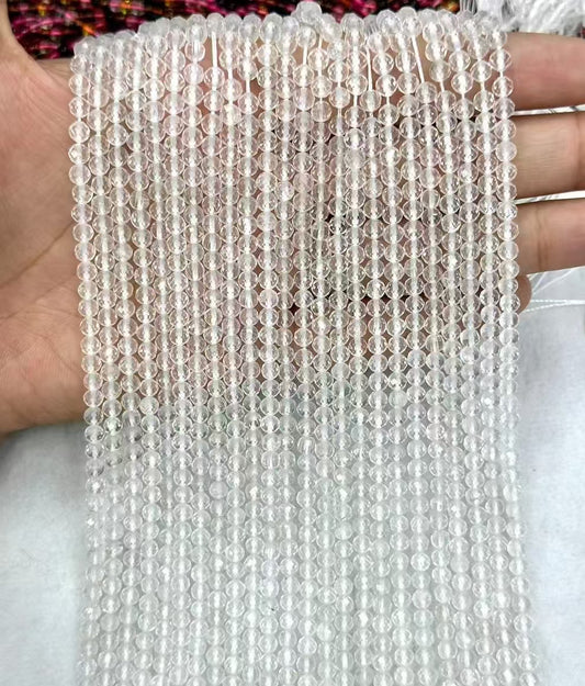 AAA Grade Natural Clear Quartz Faceted Bead Strand |DIYJewelryMaking |"King of Crystal"|Banlcnce Chakra&Mindful