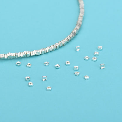 S925 sterling silver  silver beads geometric irregular spacer beads spacer jewelry beaded diy bracelet necklace accessories