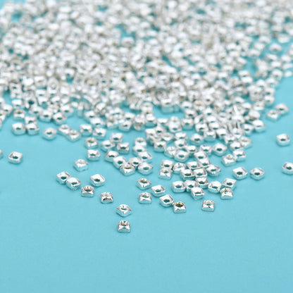 S925 sterling silver  silver beads geometric irregular spacer beads spacer jewelry beaded diy bracelet necklace accessories