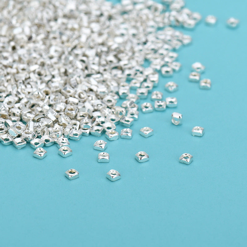 S925 sterling silver  silver beads geometric irregular spacer beads spacer jewelry beaded diy bracelet necklace accessories