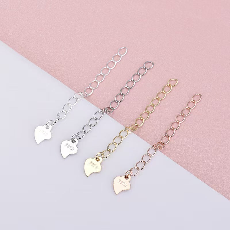 Sterling Silver Adjustable Extender Chain (2pcs, 5cm) | Teardrop Charm End Links for DIY Jewelry | Wholesale Bracelet Necklace Supplies