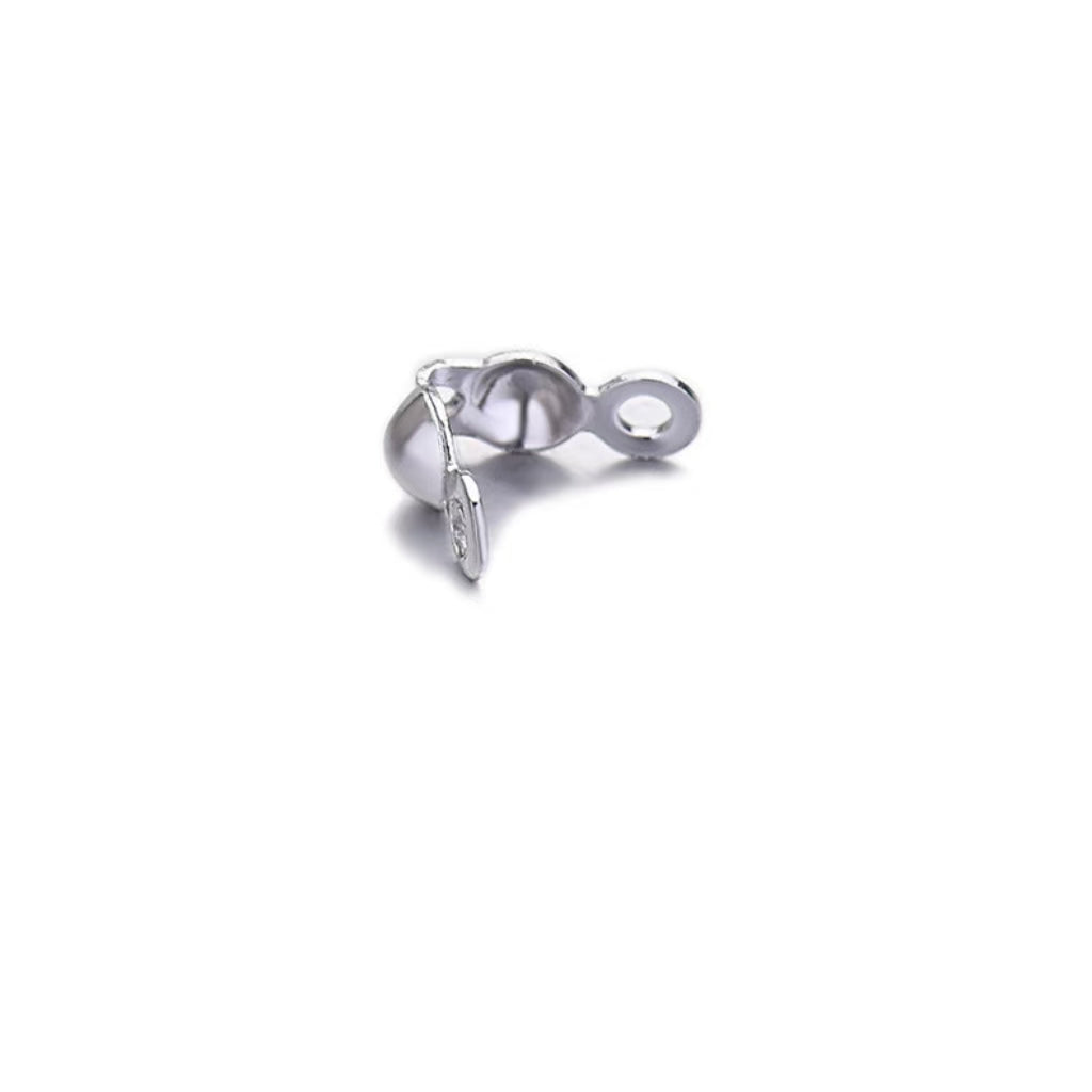 Sterling Silver Crimp Covers (2pcs, 3-4mm) | Jewelry End Caps for Beading DIY | Necklace Bracelet Clasps Supplies