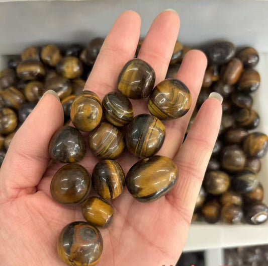 Bulk 15-20mm Golden Tigers Eye Tumbles - 1kg Natural Polished Stones for Reiki & Crafts`   - 1kg Assorted Tiger's Eye Stones 15-20mm - Tumbled Crystals for Confidence & Protection