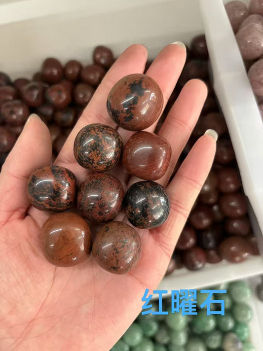 Natural Red Obsidian Tumbled Stones 20-30mm - 1kg Bulk Protection Crystals for Courage & Energy Shielding (Volcanic Glass)