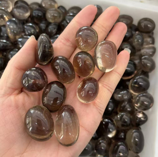 PREMIUM AAA Ultra-Clear 20-30mm Smoky Quartz Tumbled Stones - Bulk 500g Natural Grounding Crystal - High Vibration Healing Stones