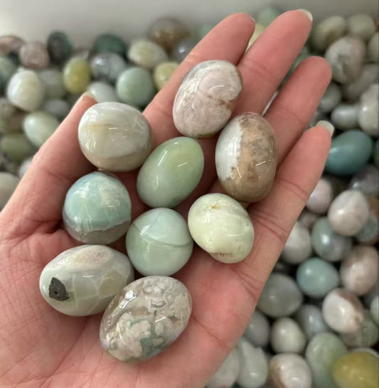 Rare 20-30mm Green Cherry Blossom Agate Tumbled Stones - 1kg Bulk Healing Crystals for Balance & Renewal (Madagascar Natural)