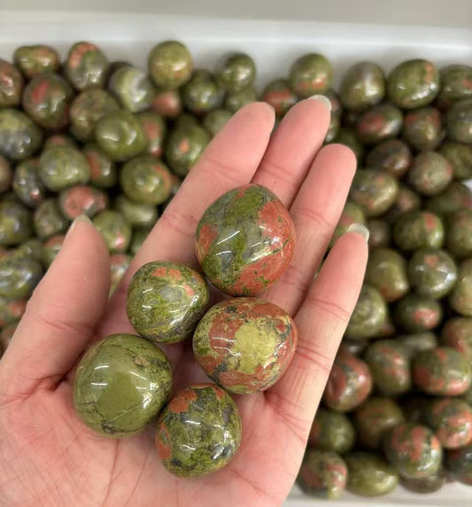 Grounding 20-30mm Unakite Tumbled Stones - 1kg Bulk Heart Healing Crystals (Natural Green-Pink Jasper Blend)