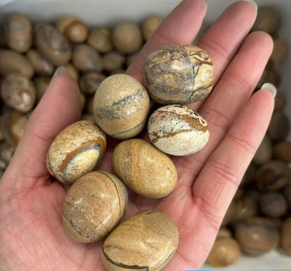 1kg Picture Jasper Stones 20-30mm - Nature's Art Gallery Tumbled Crystals - Earth Painting Quartz 20-30mm - 1kg Bulk Scenic Crystals for Meditation