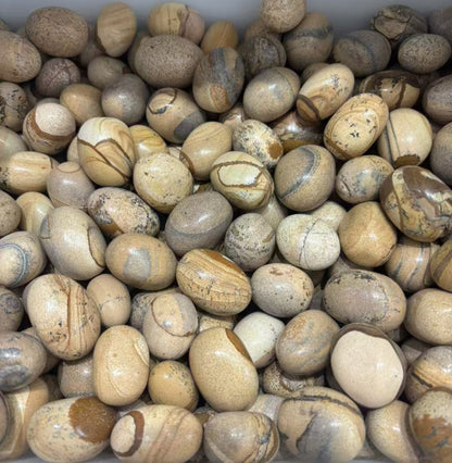 1kg Picture Jasper Stones 20-30mm - Nature's Art Gallery Tumbled Crystals - Earth Painting Quartz 20-30mm - 1kg Bulk Scenic Crystals for Meditation