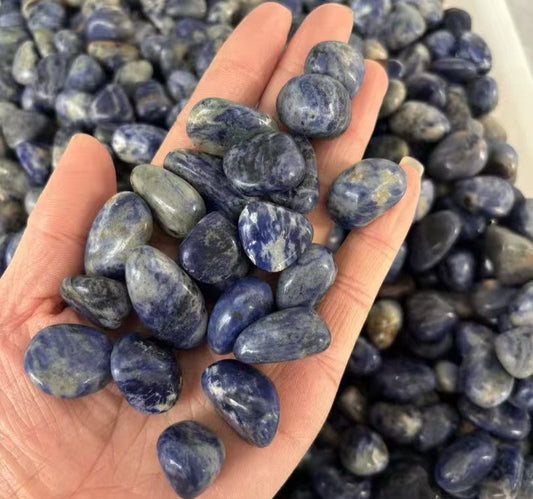 Deep Blue 15-20mm Sodalite Tumbled Stones - 1kg Bulk Logic & Intuition Crystals (Royal Blue with White Veins, Truth Stone)
