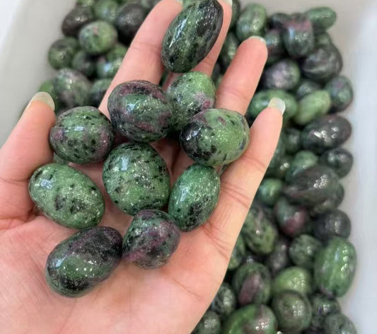 Natural Ruby-Zoisite Tumbled Stones 20-30mm - 1kg Bulk Red Green Crystals for Heart Healing & Vitality (Anyolite)
